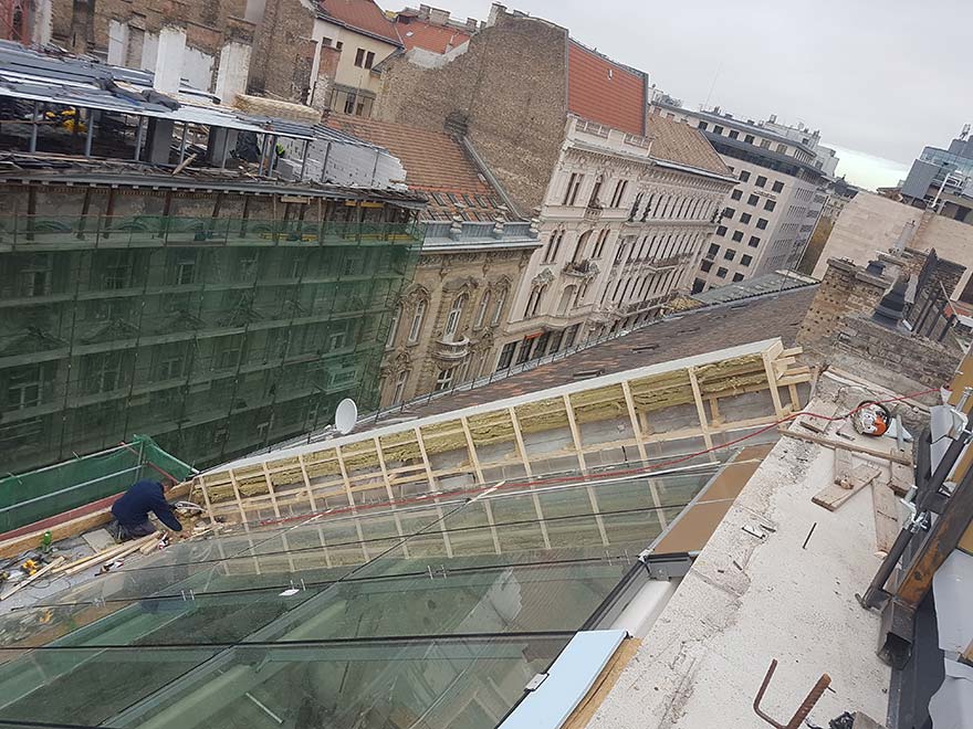 Panorama skylight window, attic wall